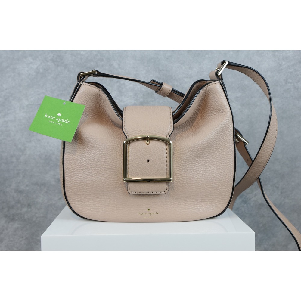 Kate Spade Buckle Small Hobo Shoulder Bag‎ Dusty Pink Leather Satchel Purse - Picture 2 of 9